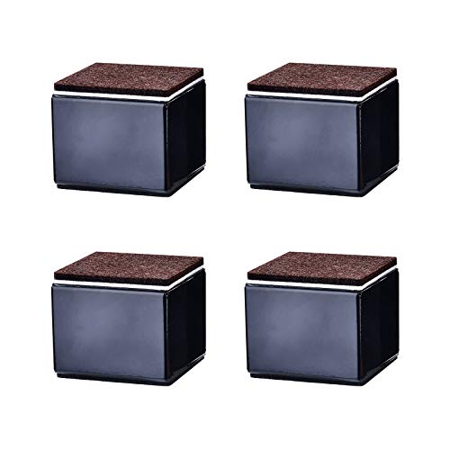 WYRMB Selbstklebende Möbelblockbeine aus Kohlenstoffstahl, erhöhte Schrankbasis, Stuhlbett-Kühlschrankmatten-Sofa- und Couchtischbeine, Belastung 500 kg, 3 Farben, 4 Stück (Schwarz 60 x 60 x 52 mm) von WYRMB