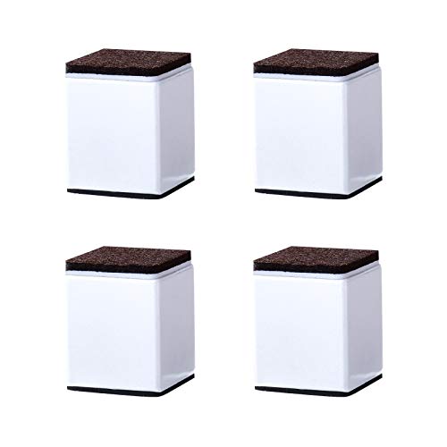 WYRMB Selbstklebende Möbelblockbeine aus Kohlenstoffstahl, erhöhte Schrankbasis, Stuhlbett-Kühlschrankmatten-Sofa- und Couchtischbeine, Belastung 500 kg, 3 Farben, 4 Stück (weiß 40 x 40 x 52 mm) von WYRMB