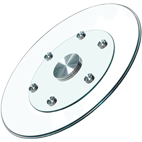 WYRMB Transparenter, runder Drehteller aus Glas „Lazy Susan“ mit Hilfsrad-Design, Drehtablett aus gehärtetem Glas, Lager aus Aluminiumlegierung.70cm/28inch von WYRMB