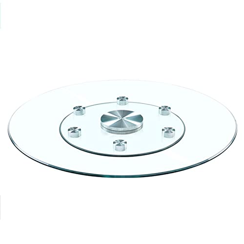 WYRMB Transparentes drehbares Serviertablett für Esstisch, 60–100 cm Lazy Susan-Drehteller aus gehärtetem Glas, runder drehbarer Servierteller mit Tischplatte und Kippschutz fü von WYRMB