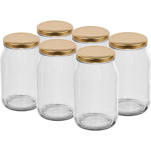 WYSKONT Gläser Mit Deckel - Einmachgläser 900 ml Mit Schraubdeckel 82 mm - Marmeladengläser - Honiggläser - Gurkengläser - Weckgläser - 16 Stück von WYSKONT