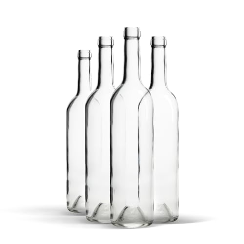 WYSKONT Glasflasche 750ml Bordeaux 16 Stück - Weinflasche ohne Korken - Wasserflasche - Ölflasche - Leere Likörflaschen - Glasflaschen zum befüllen - Water Bottle von WYSKONT