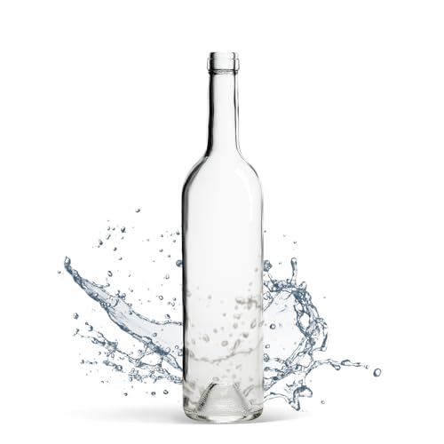 WYSKONT Glasflasche 750ml Bordeaux 48 Stück - Weinflasche ohne Korken - Wasserflasche - Ölflasche - Leere Likörflaschen - Glasflaschen zum befüllen - Water Bottle von WYSKONT