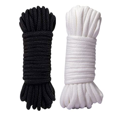 WYSUMMER 8mm Baumwollseil Baumwollkordel,2Rollen 10meter Weiches Baumwollknoten-Bindeseil Twisted Mooring Rope aus Baumwolle (Weiß+schwarz) von WYSUMMER