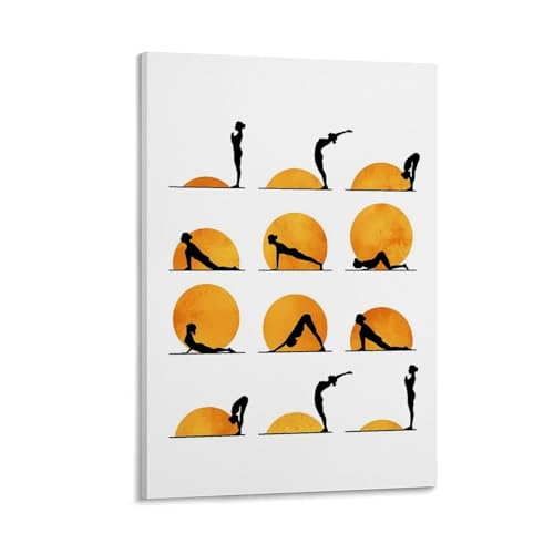WYTKJMMC Yoga-Sonne-Poster, ästhetischer Leinwand-Kunstdruck, Heimdekoration für Schlafzimmer, Wohnzimmer, 40 x 60 cm, Rahmenstil von WYTKJMMC