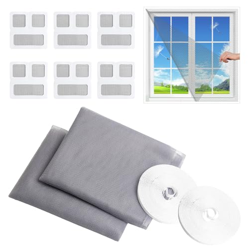 2 Unsichtbarkeit Fly Screen for Window, 130x150CM Zuschneidbar Insektensch Fliegengitter mit 6 Stück Fliegengitter Fenster Reparatur und 2 Rollen Bänder von WYTNB