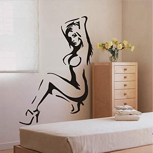 Abnehmbare Vinyl-Wandtattoo Für Nackte Frau Sexy Für Bar Badezimmer Wanddekoration 60X40Cm Wandaufkleber von WYTTT