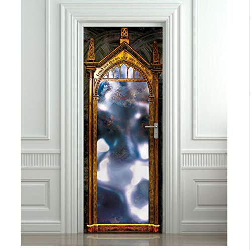 Diy 3D Wandaufkleber Wandbild Home Decor Hogwarts Spiegel Des Wunsches Art Removable Door Sticker Decole 77X200 Cm Türaufkleber von WYTTT