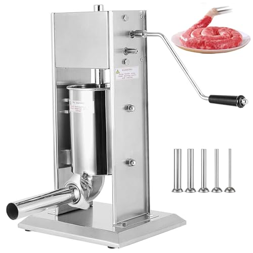 WYWL Vertikaler Wurstfüller aus Edelstahl – 5 l manueller Wurstmacher mit 5 Düsen – ideal für den gewerblichen und privaten Gebrauch – Plus Churro Maker von WYWL