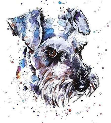 WYWQN DIY 5D Diamond Painting Kit Kreuzstich Schnauzer Haustier Hund Stickerei Runde Strass Kinderzimmer Wandbild 50x60CM von WYWQN