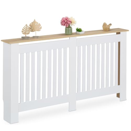 Dekorative Kühlerabdeckung,Heizkörperverkleidung Heizschrank, Weiß Moderner Hängeschrank, Vertikales Lamellenschrankregal, Geeignet Für Die Dekoration des Wohnzimmers(L80*h90*w20cm) von WYWY