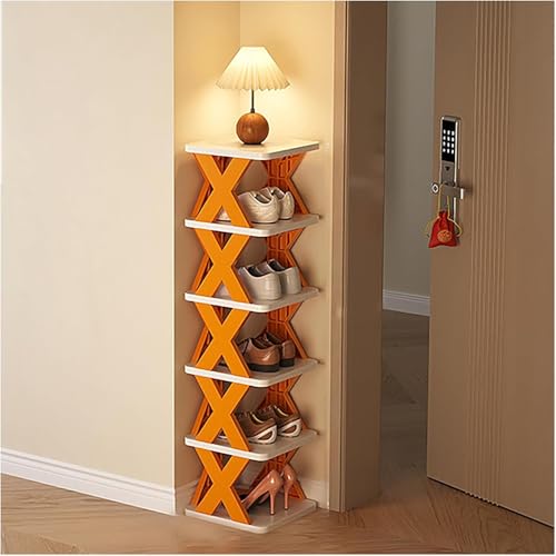 Einfaches Schuhregal, Unabhängiger Schuhschrank muss Nicht installiert Werden, kann zerlegt und frei kombiniert Werden, geeignet für den Hausflureingang(Orange,Ebene 6) von WYWY
