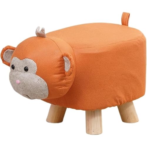 Fußhocker mit Tiermotiv,Fußhocker mit weichem Kissen und rutschfesten Füßen, niedriger Hocker für Kinder und Erwachsene, geeignet für Schlafzimmer, Wohnzimmer oder Eingangsbereich, Kindergeschenk(Oran von WYWY