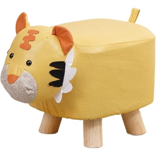 Fußhocker mit Tiermotiv,Fußhocker mit weichem Kissen und rutschfesten Füßen, niedriger Hocker für Kinder und Erwachsene, geeignet für Schlafzimmer, Wohnzimmer oder Eingangsbereich, Kindergeschenk(Gelb von WYWY