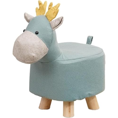 Fußhocker mit Tiermotiv,Fußhocker mit weichem Kissen und rutschfesten Füßen, niedriger Hocker für Kinder und Erwachsene, geeignet für Schlafzimmer, Wohnzimmer oder Eingangsbereich, Kindergeschenk(Blau von WYWY