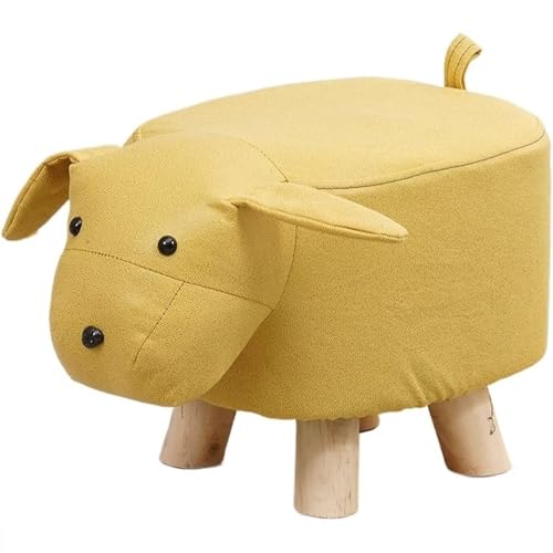 Fußhocker mit Tiermotiv,Fußhocker mit weichem Kissen und rutschfesten Füßen, niedriger Hocker für Kinder und Erwachsene, geeignet für Schlafzimmer, Wohnzimmer oder Eingangsbereich, Kindergeschenk(Gelb von WYWY