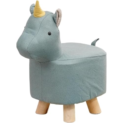 Fußhocker mit Tiermotiv,Fußhocker mit weichem Kissen und rutschfesten Füßen, niedriger Hocker für Kinder und Erwachsene, geeignet für Schlafzimmer, Wohnzimmer oder Eingangsbereich, Kindergeschenk(Blau von WYWY