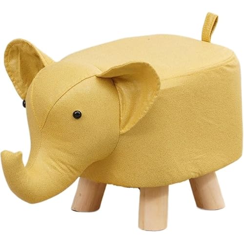 Fußhocker mit Tiermotiv,Fußhocker mit weichem Kissen und rutschfesten Füßen, niedriger Hocker für Kinder und Erwachsene, geeignet für Schlafzimmer, Wohnzimmer oder Eingangsbereich, Kindergeschenk(Gelb von WYWY