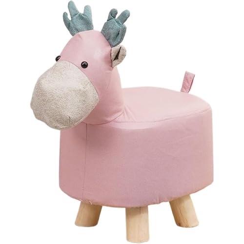 Fußhocker mit Tiermotiv,Fußhocker mit weichem Kissen und rutschfesten Füßen, niedriger Hocker für Kinder und Erwachsene, geeignet für Schlafzimmer, Wohnzimmer oder Eingangsbereich, Kindergeschenk(Rosa von WYWY