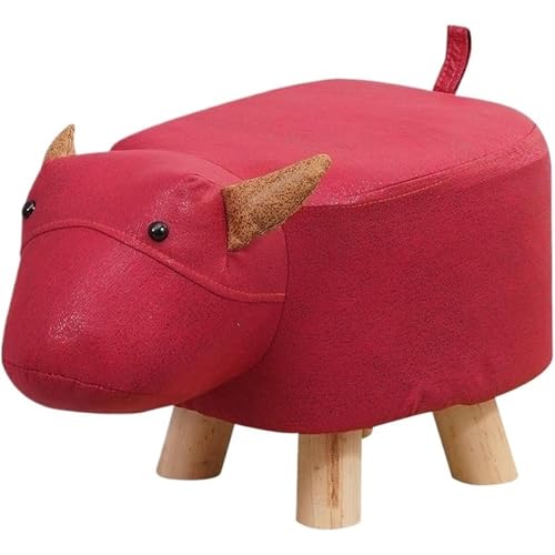 Fußhocker mit Tiermotiv,Fußhocker mit weichem Kissen und rutschfesten Füßen, niedriger Hocker für Kinder und Erwachsene, geeignet für Schlafzimmer, Wohnzimmer oder Eingangsbereich, Kindergeschenk(Rote von WYWY