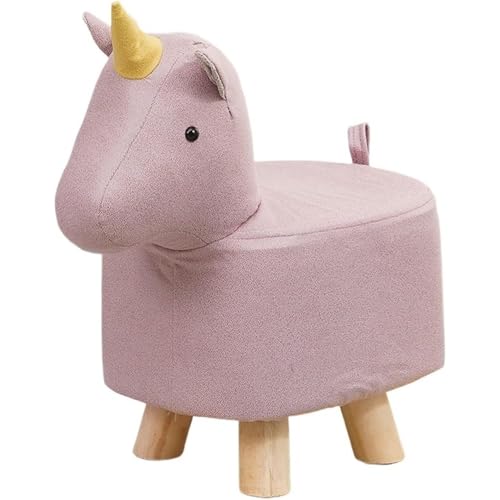 Fußhocker mit Tiermotiv,Fußhocker mit weichem Kissen und rutschfesten Füßen, niedriger Hocker für Kinder und Erwachsene, geeignet für Schlafzimmer, Wohnzimmer oder Eingangsbereich, Kindergeschenk(Rosa von WYWY