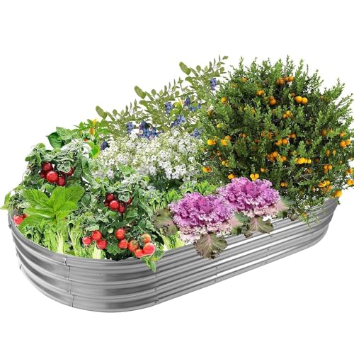 Galvanisiertes Hochbeet Kit, Erhöhter Pflanzkübel aus Metall – 0,5 mm dick – geeignet für die Gartenarbeit im Freien und den Anbau von Gemüse, Blumen, Obst, Sukkulenten usw.(120x60x30cm) von WYWY