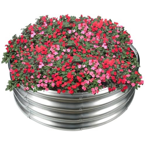 Galvanisiertes Hochbeet Kit, Erhöhter Pflanzkübel aus Metall – 0,5 mm dick – geeignet für die Gartenarbeit im Freien und den Anbau von Gemüse, Blumen, Obst, Sukkulenten usw.(60x60x30cm) von WYWY