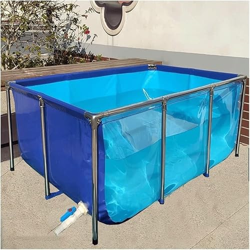 Großer freistehender Wassertank für den Innenbereich, flexible PVC-Canvas-Einlagen mit Stahlrahmen, Sichtfeld für Koi und Goldfische (150 x 100 x 71 cm) von WYWY