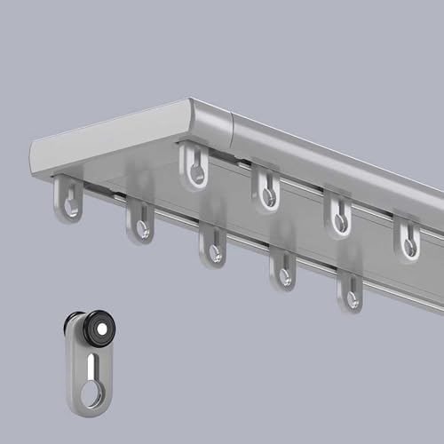 Strapazierfähiges Deckenvorhangschienen-Set – zweireihig, einfach zu installieren, Gardinenstangen für Raumteiler, Schiene zum vielseitigen Aufhängen von Vorhängen, Grau, 300 cm Strapazierfähiges Deckenvorhangschienen-Set – zweireihig, einfach zu installieren, Gardinenstangen für Raumteiler, Schiene zum vielseitigen Aufhängen von Vorhängen, Grau, 300 cm von WYWY