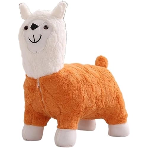 WYWY Alpaka-Hocke,Alpaka-Wohnzimmer-Schuhwechselhocker, einfacher Cartoon-Tiersitz, Samtfüllung, rutschfeste, geräuscharme Unterlage(Orange) von WYWY