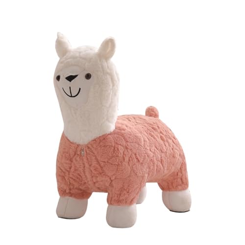 WYWY Alpaka-Hocke,Alpaka-Wohnzimmer-Schuhwechselhocker, einfacher Cartoon-Tiersitz, Samtfüllung, rutschfeste, geräuscharme Unterlage(Rosa) von WYWY