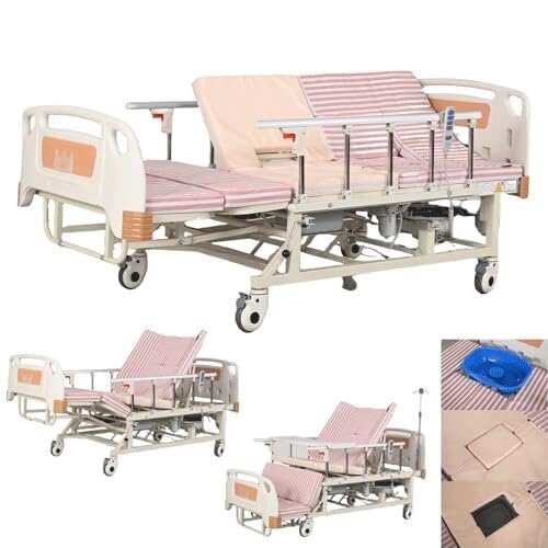 WYWY Elektrisches Krankenhausbett für den Heimgebrauch mit automatischer Seitenneigung, Anti-Dekubitus-Funktion, inklusive Matratze, Bettpfanne, Schienen, feststellbaren Rollen und Fernbedienung WYWY Elektrisches Krankenhausbett für den Heimgebrauch mit automatischer Seitenneigung, Anti-Dekubitus-Funktion, inklusive Matratze, Bettpfanne, Schienen, feststellbaren Rollen und Fernbedienung von WYWY
