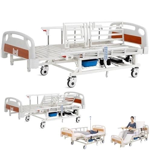 WYWY Elektrisches Pflegebett – Medizinisches Bett mit 7 Funktionen und automatischer Seitenneigung, Anti-Dekubitus, Fernbedienung, Sicherheitsschienen, Matratze, Bettpfanne, IV-Stange, Feststellrollen WYWY Elektrisches Pflegebett – Medizinisches Bett mit 7 Funktionen und automatischer Seitenneigung, Anti-Dekubitus, Fernbedienung, Sicherheitsschienen, Matratze, Bettpfanne, IV-Stange, Feststellrollen von WYWY