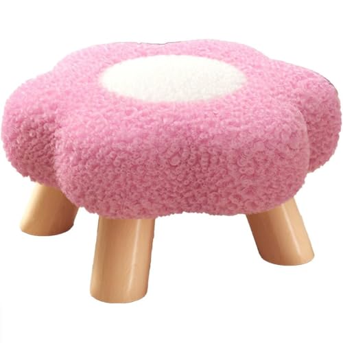 WYWY Hölzerner gepolsterter Fußschemel, Bequemes Kissen in Blumenform, Mehrzweck-Fußhocker, Kleiner Hocker für Schlafzimmer, Wohnung, Nachttisch, Veranda, Wohnzimmer(Lila,18cm) von WYWY