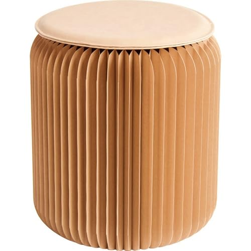 WYWY Klappbarer Papierhocker, Klapphocker aus Papier mit PU-Polster, Faltbarer Papierstuhl, Wohnmöbel, tragbare Wabenmöbel, Fußhocker, runder Hocker für Wohnzimmer, Schule(Schwarz) von WYWY