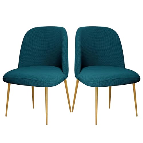 WYWY Moderner Universal-Bezug für Esszimmerstühle, abnehmbar, waschbar, mit gebogener Rückenlehne, Blau, 2 Stück von WYWY