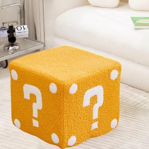 WYWY Quadratischer Pouf, Niedliche, plüschige Pilz-Wohnzimmer-Kreativ-Lautlose Fußmatte, robuster und langlebiger Schuhwechselhocker(Gelb,20cm*20cm) von WYWY