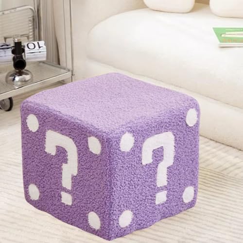 WYWY Quadratischer Pouf, Niedliche, plüschige Pilz-Wohnzimmer-Kreativ-Lautlose Fußmatte, robuster und langlebiger Schuhwechselhocker(Lila,30cm*30cm) von WYWY