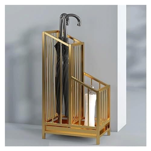 WYWY Regenschirm-Organizer-Ständer – 2-in-1 Aufbewahrungs- und Abflusslösung für lange und faltbare Regenschirme, perfekt für den Eingangsbereich zu Hause oder im Büro (Gold) von WYWY