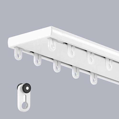 WYWY Robustes Deckenvorhangschienen-Set – zweireihig, einfach zu installieren, Gardinenstangen für Raumteiler, Schiene zum vielseitigen Aufhängen von Vorhängen, Weiß, 1,3 m WYWY Robustes Deckenvorhangschienen-Set – zweireihig, einfach zu installieren, Gardinenstangen für Raumteiler, Schiene zum vielseitigen Aufhängen von Vorhängen, Weiß, 1,3 m von WYWY