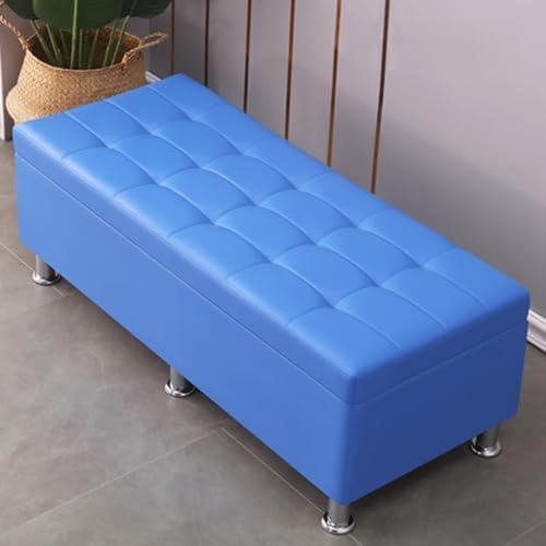 WYWY Sofabank mit Stauraum, Leder-Aufbewahrungsbank, Schuhbank, geeignet für Wohnzimmer, Schlafzimmer, Eingangsbereich(Blau,100 * 50 * 50cm) von WYWY