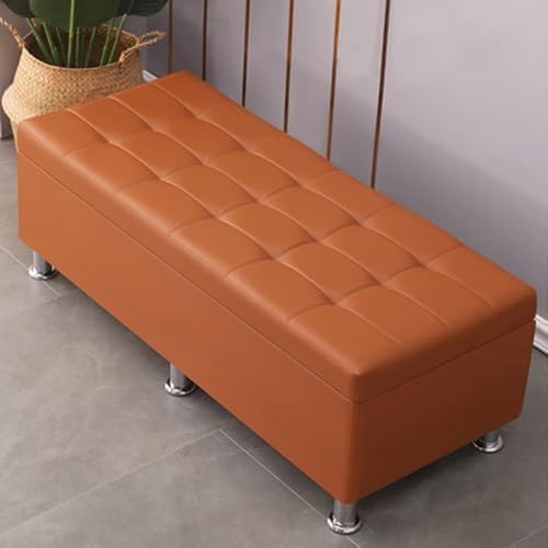 WYWY Sofabank mit Stauraum, Leder-Aufbewahrungsbank, Schuhbank, geeignet für Wohnzimmer, Schlafzimmer, Eingangsbereich(Braun,100 * 50 * 50cm) von WYWY