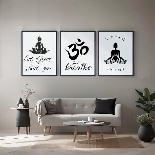 WYWZDQ Buddha Leinwand Bilder, Yoga-Meditationsraum Wandbilder, ZenTriptychon Deko, Ohne Rahmen (3x30x40cm) von WYWZDQ