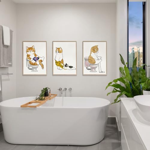 WYWZDQ Katze In Der Badewanne Leinwand Bilder,deko badezimmer,Tier Wandbild,wandbilder set, Ohne Rahmen (3x40x60cm) von WYWZDQ