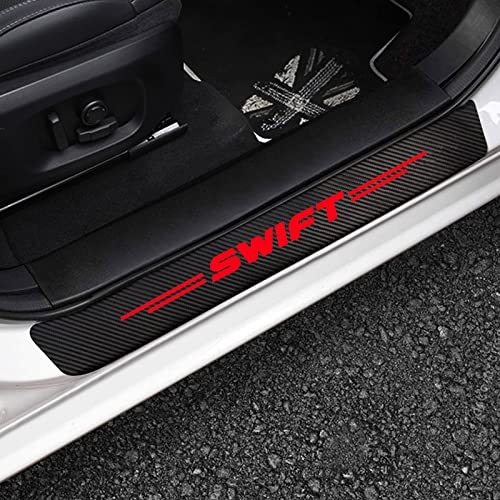 Kohlefaser Auto Einstiegsleisten Schutz für Suz-uki Swift 2022-2014, Türschweller Kratzschutz Abdeckung Verkleidung Protector Pedal Aufkleber Willkommen Pedal Scuff Guard Car Styling Zubehör 4 Stück von WYXAXNM