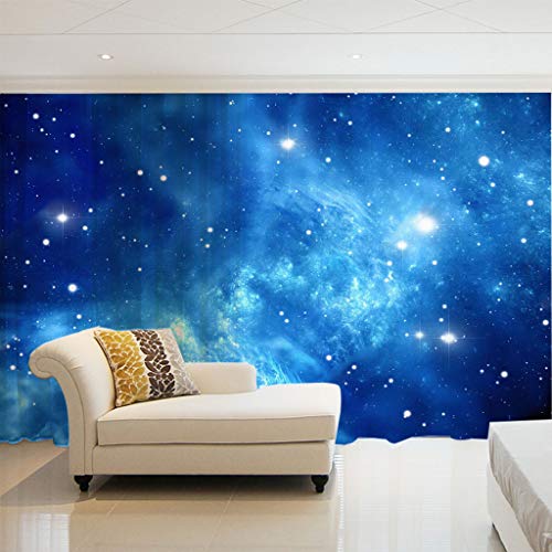2er Set Sheer Voile Vorhang mit Ösen Transparente Gardine aus Voile Polyester Ösenschal Transparent Wohnzimmer Luftig Dekoschal für Schlafzimmer 2 Stück x 132 Breite x 215cm Höhe Blauer Sternenhimmel von WYXWZ