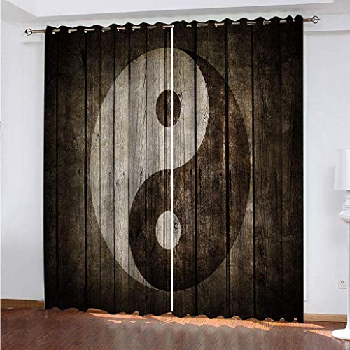 Verdunkelungsvorhänge Thermo Gardinen Blickdicht mit Ösen 3D 2er set Akustik UV Schutz Vorhang Deko Wohnzimmer Schlafzimmer Kinderzimmer Jugendzimmer 2 Stück x 132 B x 200 cm H Schwarz & Tai Chi Verdunkelungsvorhänge Thermo Gardinen Blickdicht mit Ösen 3D 2er set Akustik UV Schutz Vorhang Deko Wohnzimmer Schlafzimmer Kinderzimmer Jugendzimmer 2 Stück x 132 B x 200 cm H Schwarz & Tai Chi von WYXWZ