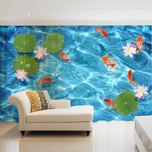 WYXWZ 2er Set Sheer Voile Vorhang mit Ösen Transparente Gardine aus Voile Polyester Ösenschal Transparent Wohnzimmer Luftig Dekoschal für Schlafzimmer 2 Stück x 132 Breite x 215cm Höhe Lotusblume von WYXWZ
