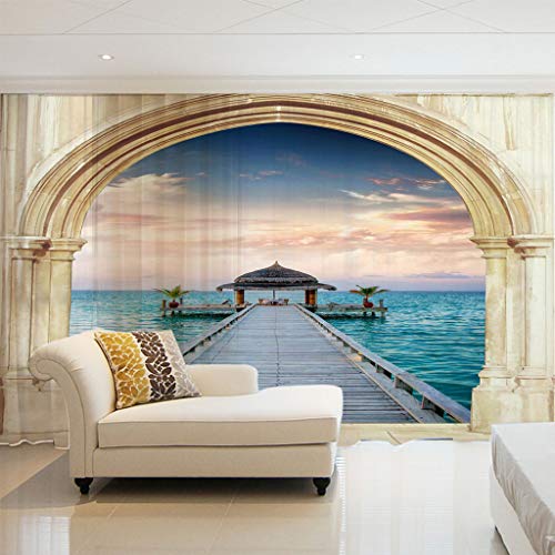WYXWZ 2er Set Voile Vorhang Sheer Vorhang mit Ösen Transparente Textur Gardine Ösenschal Fensterschal Gardinenschals 2 Stück x 140 Breite x 245cm Höhe Meereslandschaft WYXWZ 2er Set Voile Vorhang Sheer Vorhang mit Ösen Transparente Textur Gardine Ösenschal Fensterschal Gardinenschals 2 Stück x 140 Breite x 245cm Höhe Meereslandschaft von WYXWZ
