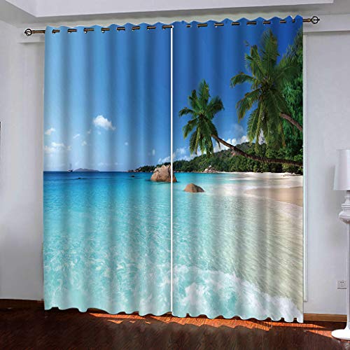 WYXWZ Gardinen Blickdichte Lichtundurchlässige Vorhänge 2er Set Vorhänge Gegen Kälte Thermogardine Verdunkelungsvorhang Ösen Gardinen Verdunkelung 2 Stück x 140 Breite x 240 cm Höhe Blau&Meer WYXWZ Gardinen Blickdichte Lichtundurchlässige Vorhänge 2er Set Vorhänge Gegen Kälte Thermogardine Verdunkelungsvorhang Ösen Gardinen Verdunkelung 2 Stück x 140 Breite x 240 cm Höhe Blau&Meer von WYXWZ